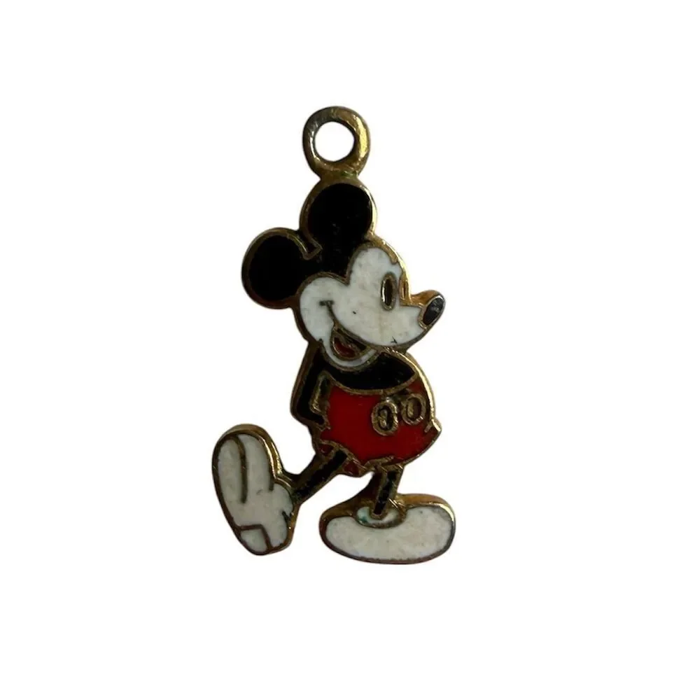 Vintage Disney Enamel Mickey Charm Pendant Walt Disney Productions